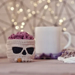 Receita Porta Copo Caveira Amigurumi