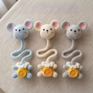 Receita Prendedor de bolsa Ratinho Amigurumi